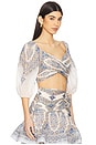 view 2 of 4 Pleated Bodice in Blue Paisley