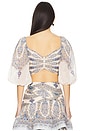 view 3 of 4 Pleated Bodice in Blue Paisley