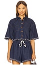 view 1 of 4 Rhiannon Fringe Denim Shirt in Atlantic