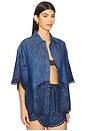view 2 of 5 Coco Embroidered Denim Shirt in Railway Blue