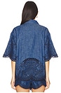 view 3 of 5 Coco Embroidered Denim Shirt in Railway Blue
