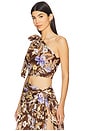 view 3 of 5 Coco Crop Bodice Top in Chocolate Multi Floral