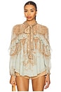 view 1 of 4 BLUSA ESVOAÇANTE in Mint Paisley