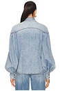 view 3 of 4 Denim Tie Neck Blouse in Dawn Blue