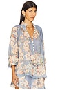 view 2 of 4 Cascadian Billow Blouse in Teal Blue Botanical Floral