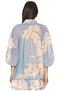 view 3 of 4 Cascadian Billow Blouse in Teal Blue Botanical Floral