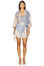 view 4 of 4 Cascadian Billow Blouse in Teal Blue Botanical Floral