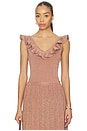 view 1 of 5 Wanderlust Metallic Frill Top in Metallic Dusty Rose