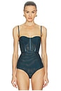 view 2 of 5 Rebellion Corset Bodysuit in Bottle Green