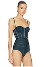 view 3 of 5 Rebellion Corset Bodysuit in Bottle Green