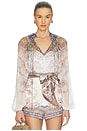 view 1 of 5 Luna Billow Blouse in Cream Blue Paisley