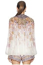 view 4 of 5 Luna Billow Blouse in Cream Blue Paisley