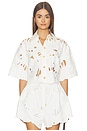 view 1 of 4 Mahon Embroidered Crop Shirt in Ivory