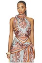 view 1 of 4 TOP DE CUELLO ALTO CON CUELLO HALTER ASTER SCARF in Blue Paisley Floral