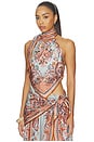 view 2 of 4 TOP DE CUELLO ALTO CON CUELLO HALTER ASTER SCARF in Blue Paisley Floral