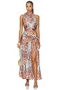 view 4 of 4 TOP DE CUELLO ALTO CON CUELLO HALTER ASTER SCARF in Blue Paisley Floral