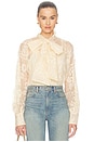 view 1 of 5 Valiant Lace Pussybow Blouse in Sand