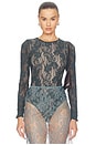 view 1 of 6 Lace Bodysuit in Bottle Green