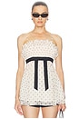 view 1 of 5 Pleated Frill Cami Top in Cream Dot
