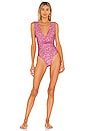 view 1 of 3 Teddy Buckle Plunge One Piece in Pink Leopard