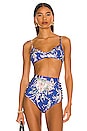 view 1 of 4 Moonshine Bullet Bikini Top in Blue Watercolor Floral