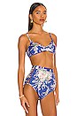 view 2 of 4 Moonshine Bullet Bikini Top in Blue Watercolor Floral