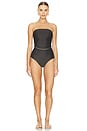 view 1 of 5 MAILLOT DE BAIN 1 PIÈCE WAVERLY BANDEAU CHAIN in Black & Gold