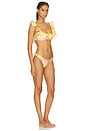 view 2 of 3 Golden Frill Neck Bikini in Pink & Gold Flora