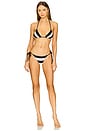 view 1 of 3 Maxine Rope Trim Mini Triangle Bikini in Black & Cream Stripe