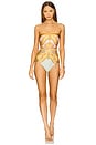 view 1 of 5 Maxine Chain Trim Bandeau One Piece in Gold Paisley