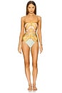 view 2 of 5 Maxine Chain Trim Bandeau One Piece in Gold Paisley