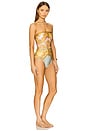 view 3 of 5 Maxine Chain Trim Bandeau One Piece in Gold Paisley