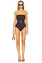 view 1 of 5 Acacia Textured Bandeau One Piece in Chocolate