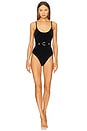 view 1 of 3 Rhiannon Velvet Scoop One Piece Swimsuit in Black