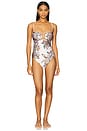 view 2 of 4 Rhiannon Knot Trim One Piece Swimsuit in Cream Multi Paisley