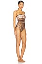 view 3 of 4 Lucky Bandeau One Piece Swimsuit in Chocolate Bandana