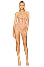 view 2 of 5 Coco Metallic Drape Bow One Piece Swimsuit in Shell Pink