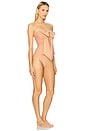 view 3 of 5 Coco Metallic Drape Bow One Piece Swimsuit in Shell Pink