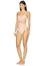 view 4 of 6 Cascadian Scarf Tie One Piece Swimsuit in Pink And Cream Stripe