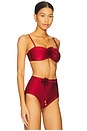 view 3 of 5 Cascadian Flower Bikini Top in Dark Red