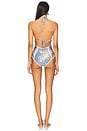 view 3 of 4 Cascadian Keyhole Crochet One Piece Swimsuit in Tea Blue Botanical Floral