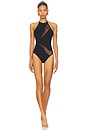 view 1 of 4 Wanderlust Spliced Mesh One Piece Swimsuit in Black