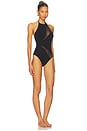 view 2 of 4 Wanderlust Spliced Mesh One Piece Swimsuit in Black