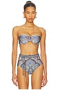 view 1 of 4 Wanderlust Scallop Balconette Bikini Top in Tapestry Blue Multi