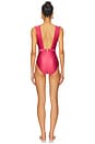 view 3 of 3 Wanderlust Belted Plunge One Piece Swimsuit in Deep Rose