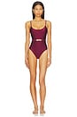 view 1 of 5 Awaken Belted Scoop One Piece Swimsuit in Burgundy