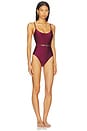 view 2 of 5 Awaken Belted Scoop One Piece Swimsuit in Burgundy
