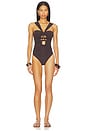 view 1 of 3 Daylight Knot Detail One Piece Swimsuit in Chocolate