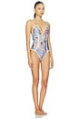 view 2 of 3 Awaken Crochet Keyhole One Piece Swimsuit in Chambray Floral
