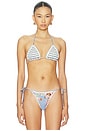 view 1 of 4 Awaken Crochet Triangle Bikini Top in Blue Stripe